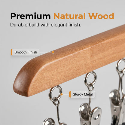 📢📢50% OFF !! ⏰Hang 10 Items Instantly! No-Slip Wooden Multi-Clip Organizer
