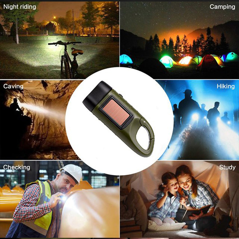 📢📢50% OFF! ⏰🔦 Solar + Hand-Crank Flashlight | Outdoor Backup