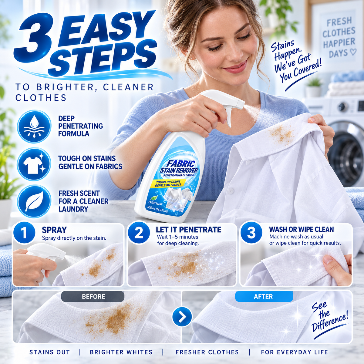 📢📢50% OFF !! ⏰Deep Penetrating Fabric Stain Remover Spray