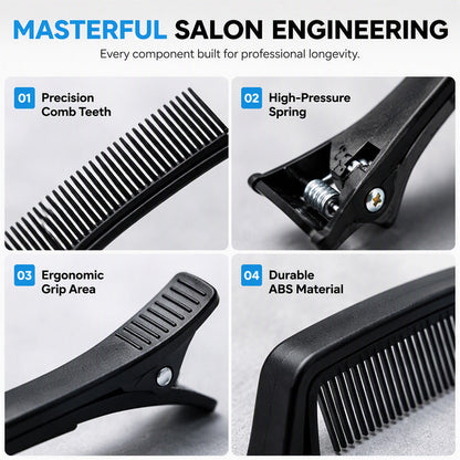 Professional Hair Sectioning Clips with Comb Teeth