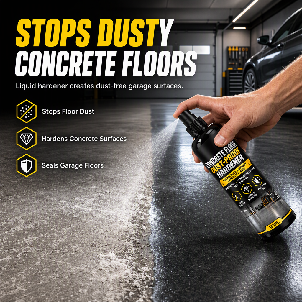 🥳HOT SALE🥳💞50K+ SOLD! 🏠🧱 50% OFF! Garage Cement Floor Dusting Hardener – seals & hardens concrete, stops dust for good. Simple 3-step application! 🛡️💪