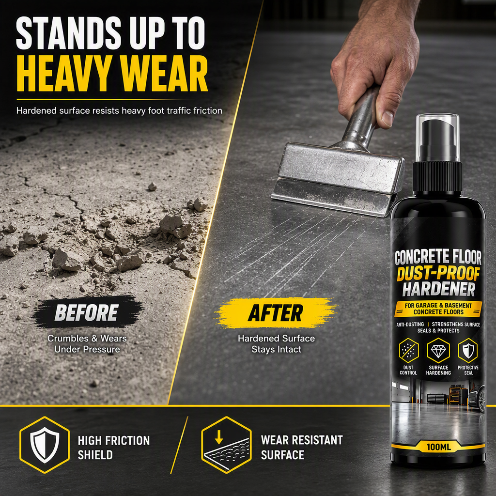 🥳HOT SALE🥳💞50K+ SOLD! 🏠🧱 50% OFF! Garage Cement Floor Dusting Hardener – seals & hardens concrete, stops dust for good. Simple 3-step application! 🛡️💪