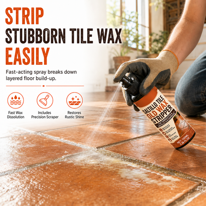 🥳HOT SALE🥳💞50K+ SOLD! 🧴🧽 50% OFF! Terracotta & Saltillo Tile Wax Remover Spray – active foam dissolves thick wax, includes scraper. Restore natural matte finish in 3 steps! 🏺✨