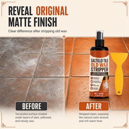 🥳HOT SALE🥳💞50K+ SOLD! 🧴🧽 50% OFF! Terracotta & Saltillo Tile Wax Remover Spray – active foam dissolves thick wax, includes scraper. Restore natural matte finish in 3 steps! 🏺✨