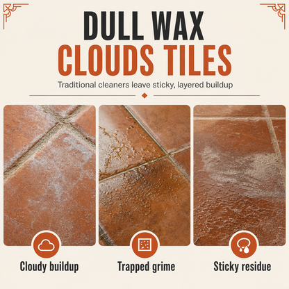 🥳HOT SALE🥳💞50K+ SOLD! 🧴🧽 50% OFF! Terracotta & Saltillo Tile Wax Remover Spray – active foam dissolves thick wax, includes scraper. Restore natural matte finish in 3 steps! 🏺✨