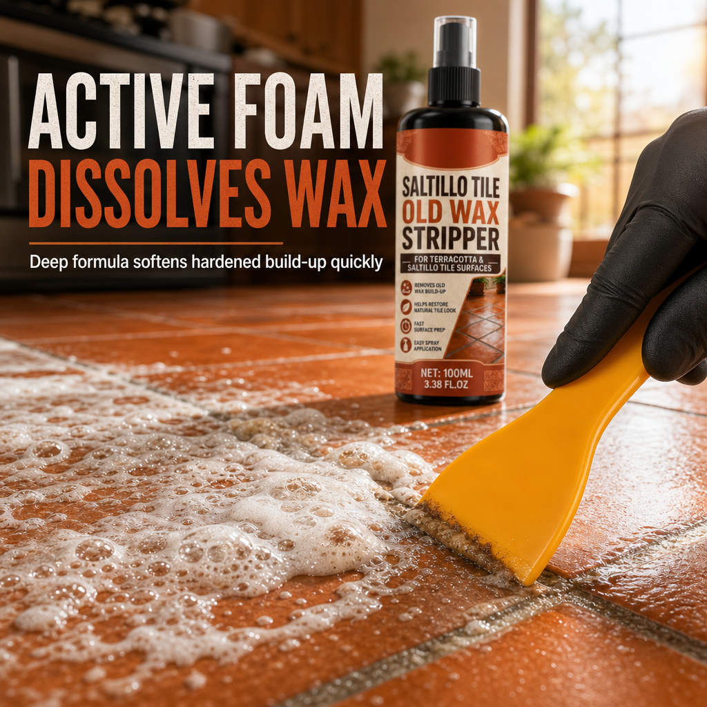 🥳HOT SALE🥳💞50K+ SOLD! 🧴🧽 50% OFF! Terracotta & Saltillo Tile Wax Remover Spray – active foam dissolves thick wax, includes scraper. Restore natural matte finish in 3 steps! 🏺✨