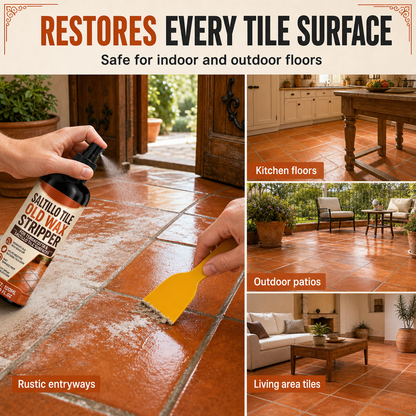 🥳HOT SALE🥳💞50K+ SOLD! 🧴🧽 50% OFF! Terracotta & Saltillo Tile Wax Remover Spray – active foam dissolves thick wax, includes scraper. Restore natural matte finish in 3 steps! 🏺✨