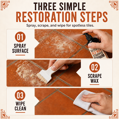 🥳HOT SALE🥳💞50K+ SOLD! 🧴🧽 50% OFF! Terracotta & Saltillo Tile Wax Remover Spray – active foam dissolves thick wax, includes scraper. Restore natural matte finish in 3 steps! 🏺✨