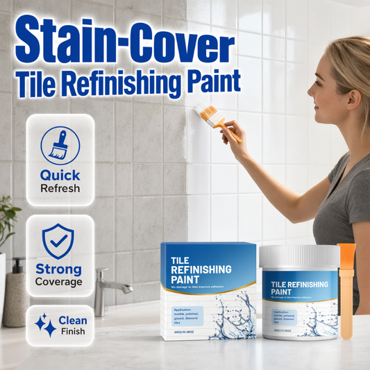 🛁 50% OFF NOW! 🎨 White Tile Refinishing Paint – Stain-Cover, Waterproof & Glossy Finish – With Brush for Bathroom & Kitchen Touch-Ups ✨