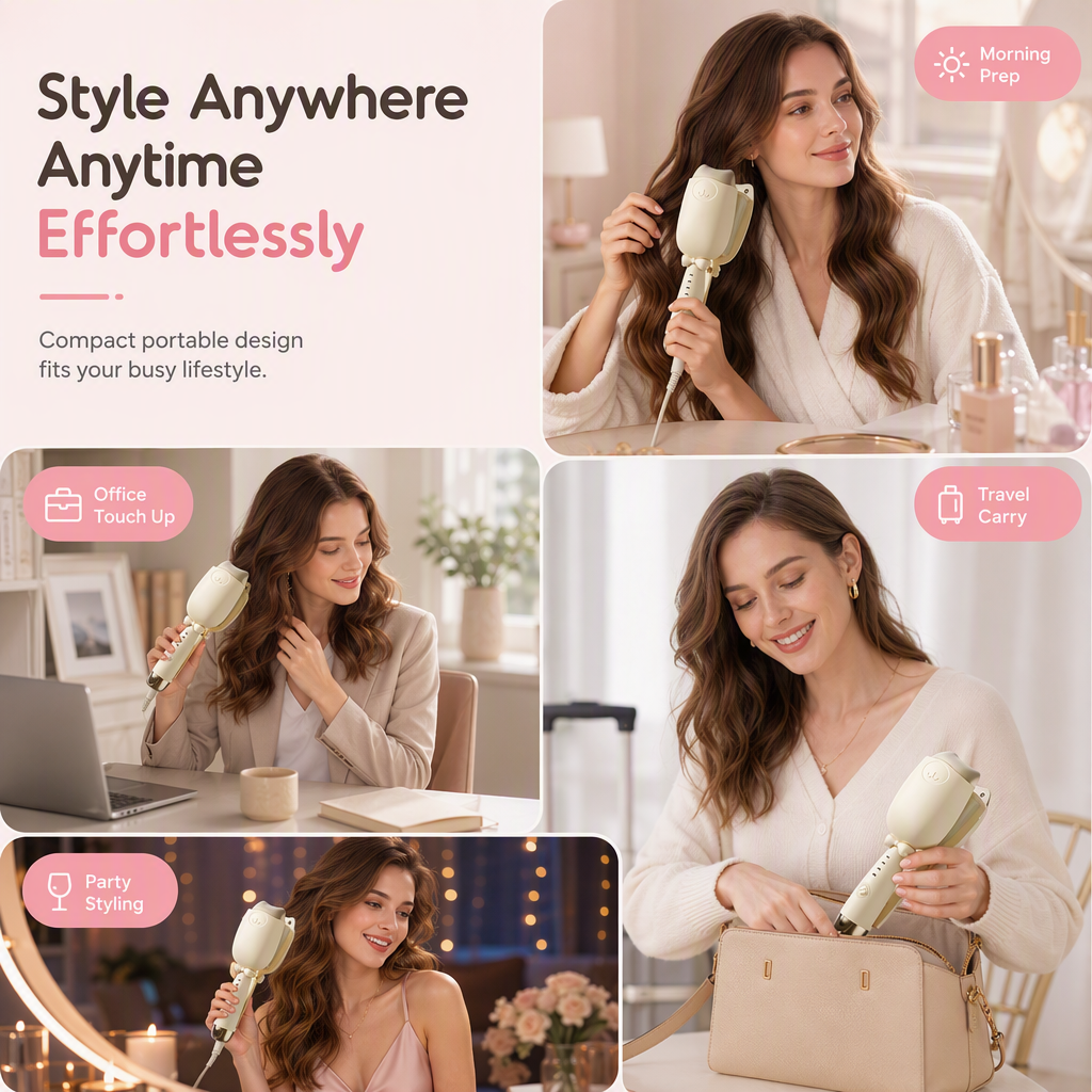 📢📢50% OFF! ⏰Quick-Heating 32mm Water Wave Hair Waver