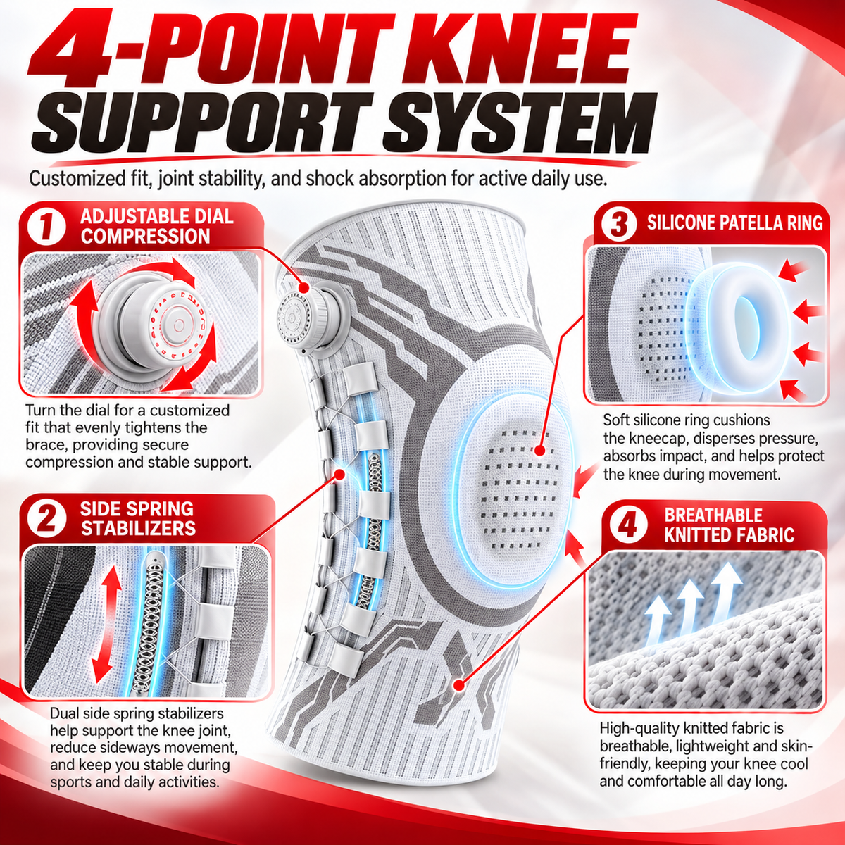 📢📢50% OFF! ⏰Dial-Adjustable Sports Knee Brace with Alloy Spring Support