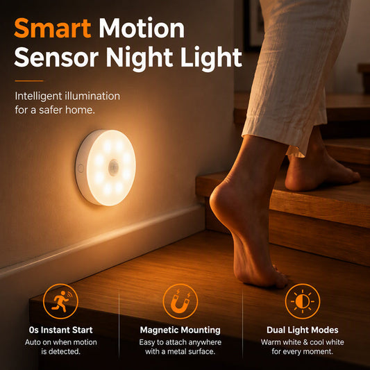 📢📢50% OFF! ⏰💡BUY 2 GET 1 FREE🎁Magnetic Wireless LED Motion Sensor Night Light – Eye-Caring Flicker-Free Cabinet Lamp, Rechargeable Stick-On Night Light for Bedroom, Staircase, Closet & Emergency