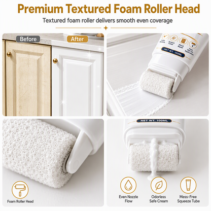 📢📢50% OFF! ⏰White Wood Furniture Touch-Up Paste | Built-in Foam Roller for Cabinets, Doors, Trim & Tables