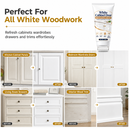 📢📢50% OFF! ⏰White Wood Furniture Touch-Up Paste | Built-in Foam Roller for Cabinets, Doors, Trim & Tables