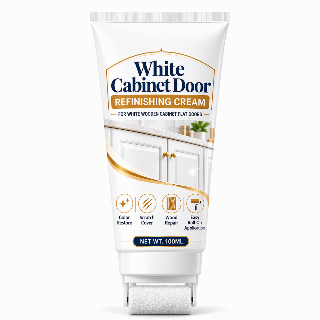 📢📢50% OFF! ⏰White Wood Furniture Touch-Up Paste | Built-in Foam Roller for Cabinets, Doors, Trim & Tables