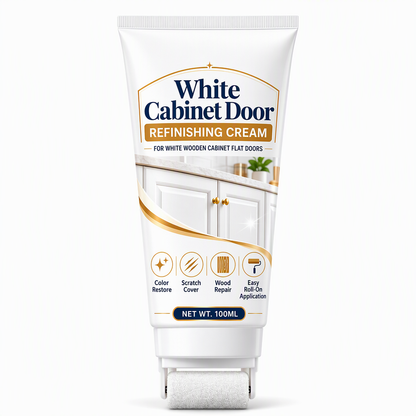 📢📢50% OFF! ⏰White Wood Furniture Touch-Up Paste | Built-in Foam Roller for Cabinets, Doors, Trim & Tables