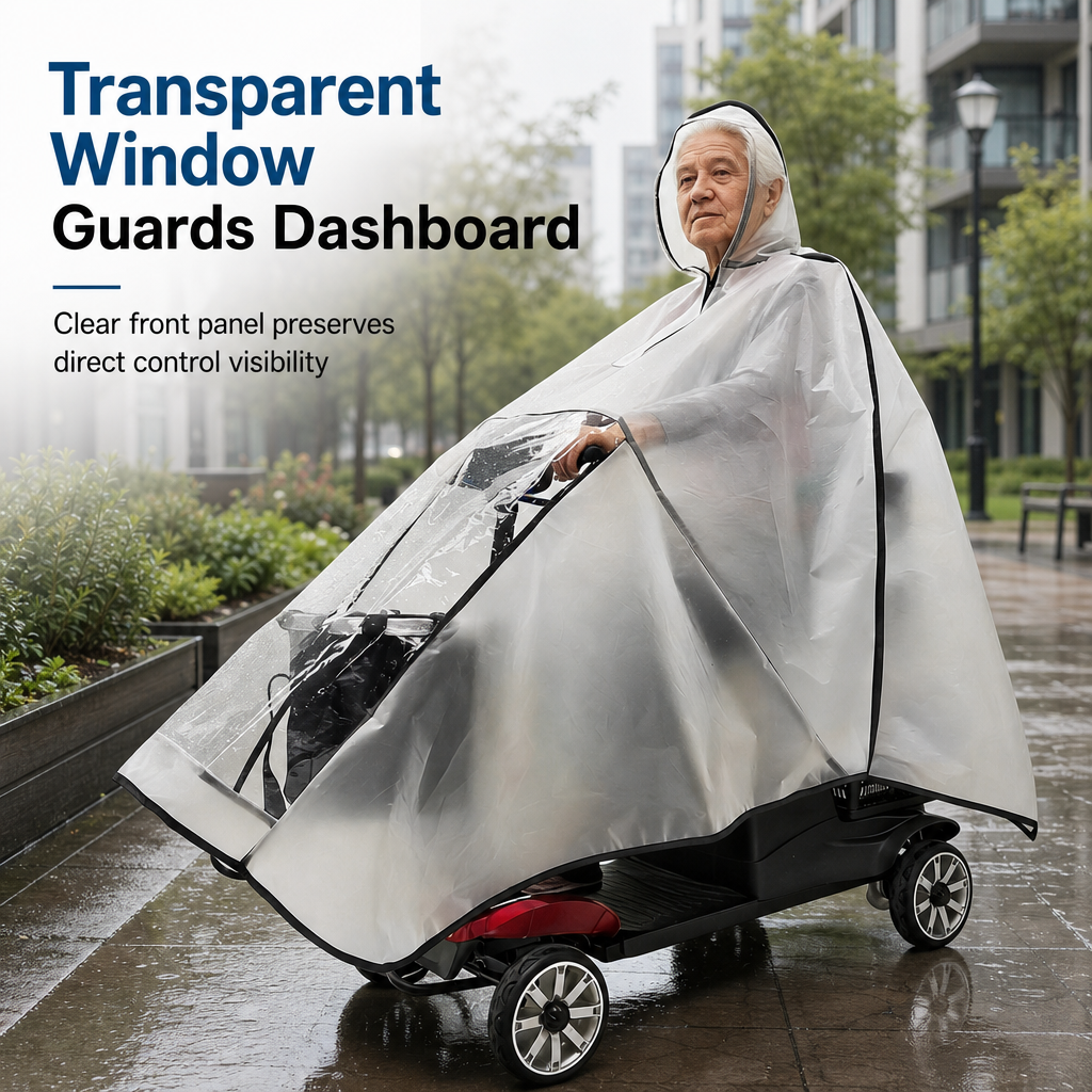 📢📢50% OFF! ⏰🌧️Thickened Extra Large Waterproof PVC Cover and Poncho for Senior Mobility Scooters and Four Wheel Electric Vehicles