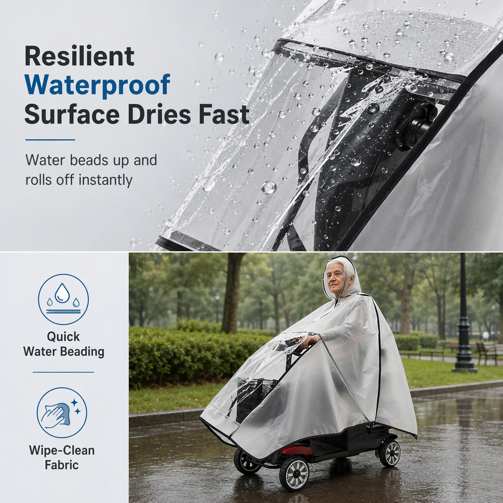 📢📢50% OFF! ⏰🌧️Thickened Extra Large Waterproof PVC Cover and Poncho for Senior Mobility Scooters and Four Wheel Electric Vehicles
