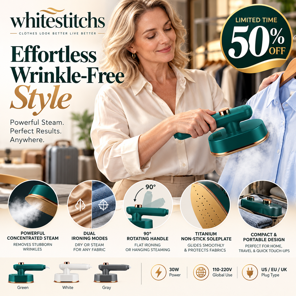 ⏳Time-Limited Special⏰Portable Mini Steam Iron – Quick, Easy & Wrinkle-Free ✨