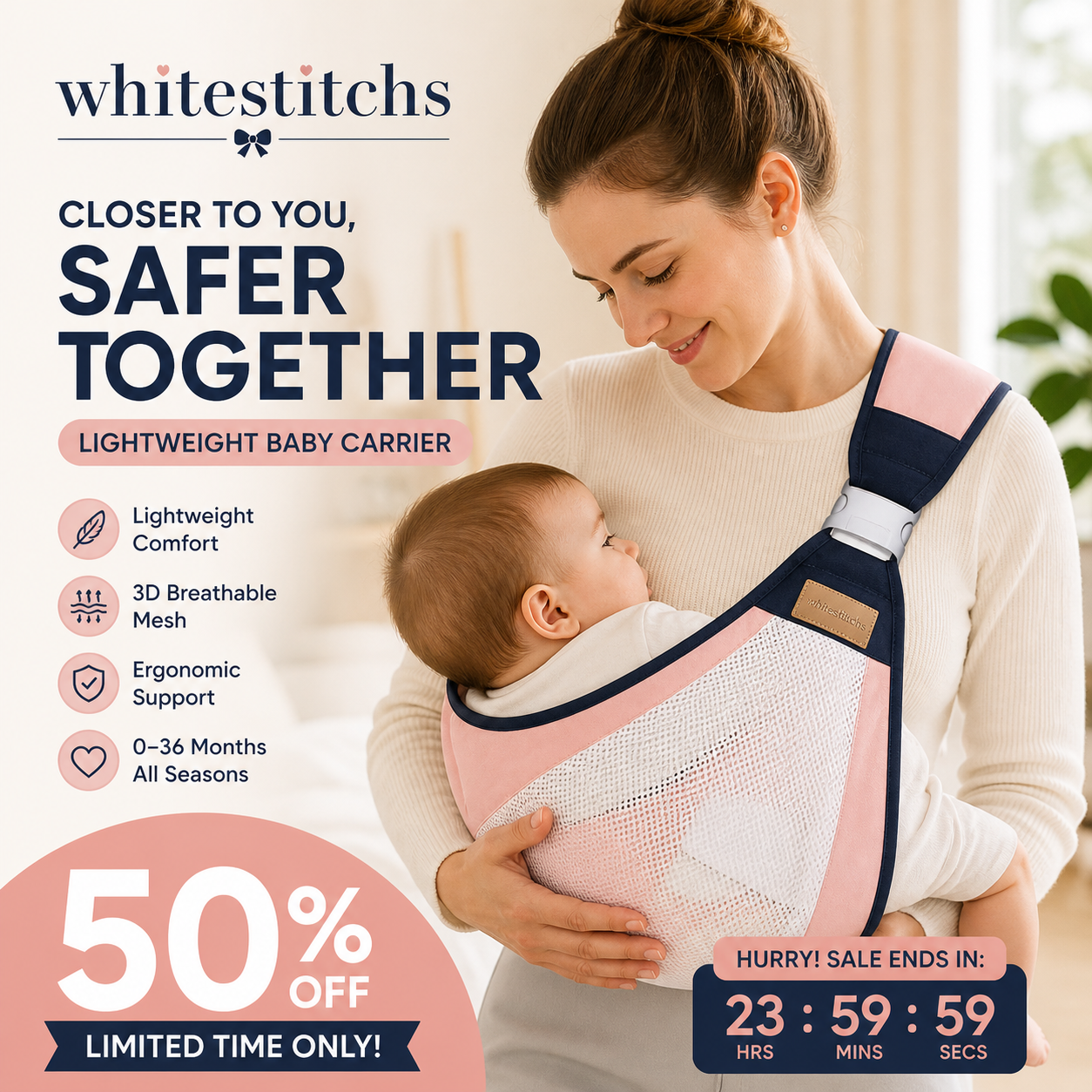 📢📢50% OFF !! ⏰  Lightweight Baby Carriers